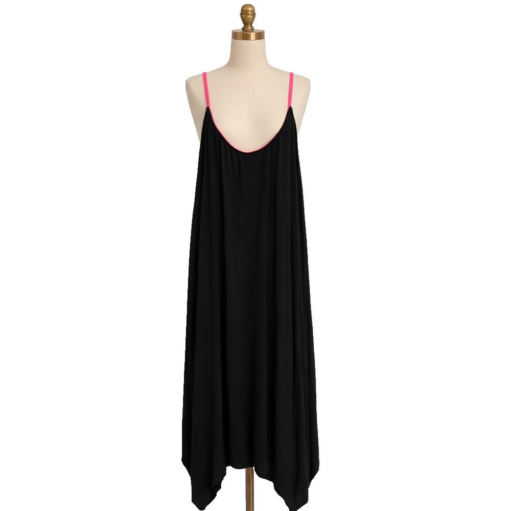 NY Collection Whimsygoth Dress Womens Small Black Chiffon Sleeveless Asymmetric